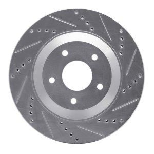 Cadillac XLR Brake Rotor (1) - Left Front - R1 Concepts - Drilled & Slotted - Silver - `97-`09